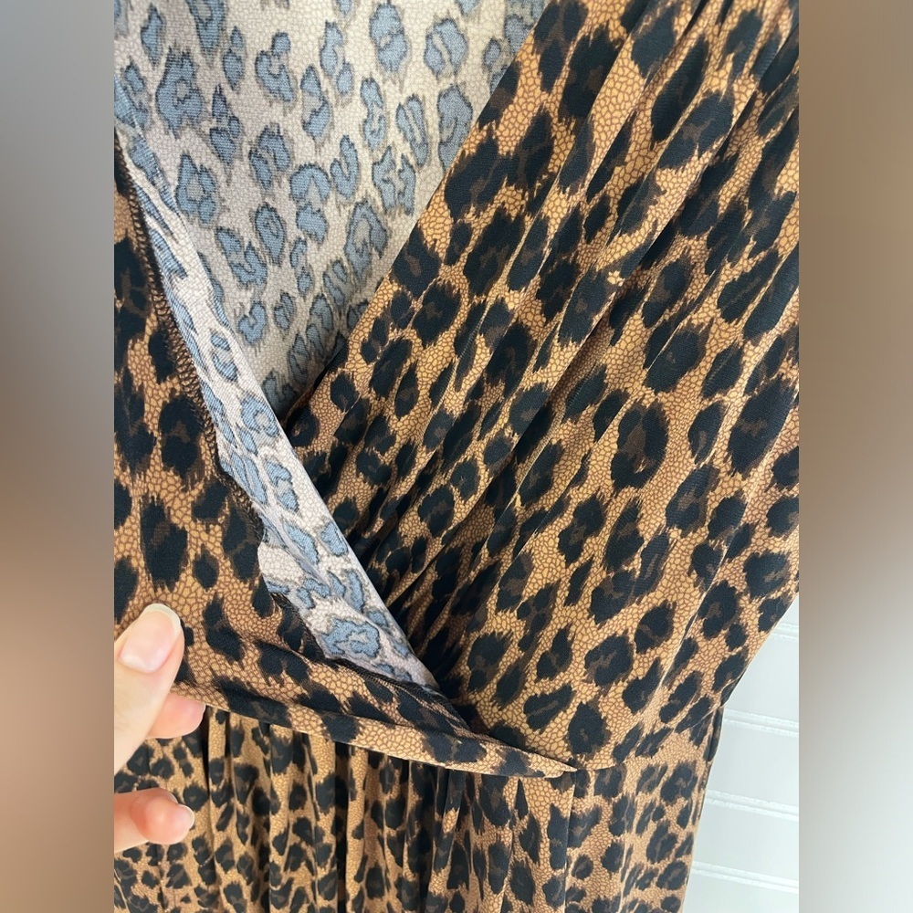Charter Club Brown Sleeveless Cheetah Print V-neck Dress Petite Small Women’s - Picture 5 of 8